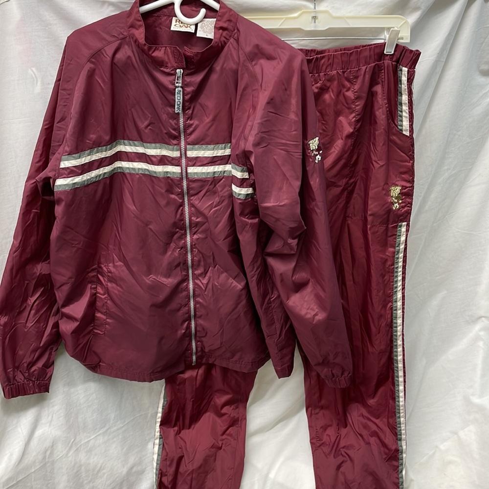 Red oak MSU bulldog 2 piece lined wind suit men L-xl